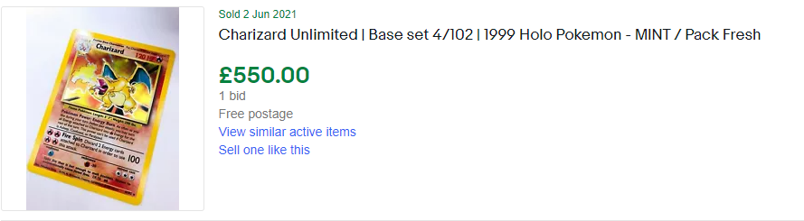 Base Set Charizard Recently Sold Price eBay