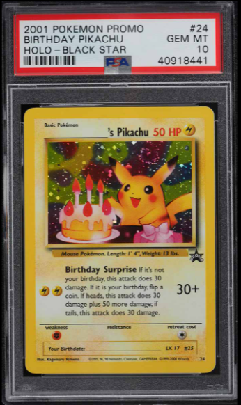 9. 2001 Black Star Promo Holographic Birthday Pikachu